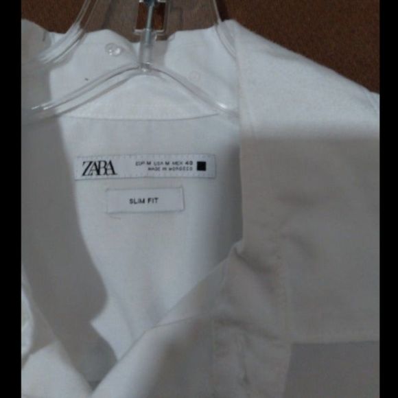 ZARA MAN SLIM FIT BUTTON UP SHIRT WHITE MEDIUM - Picture 3 of 3
